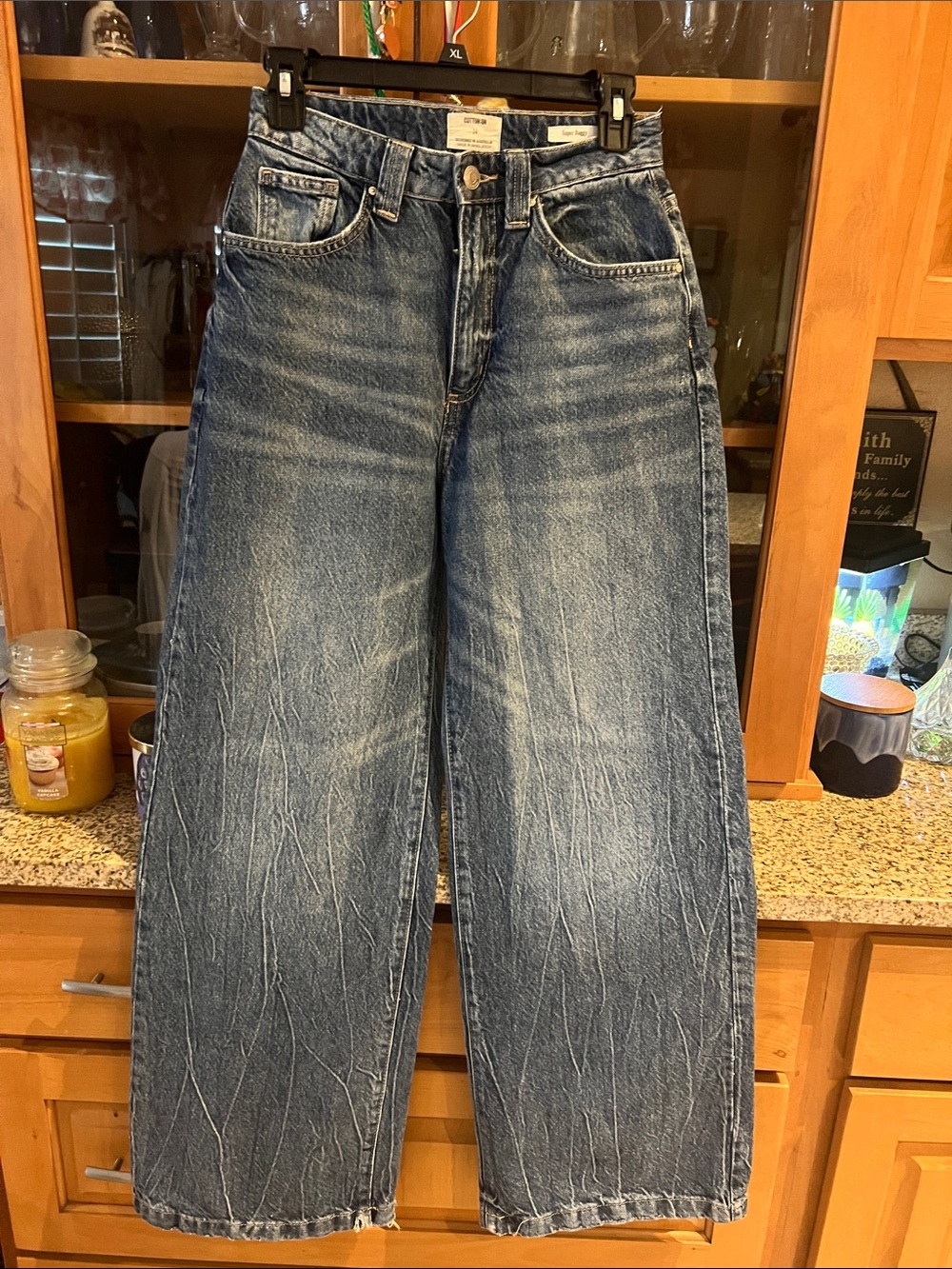 Cotton On Women's Wide-Leg Washed Blue Jeans